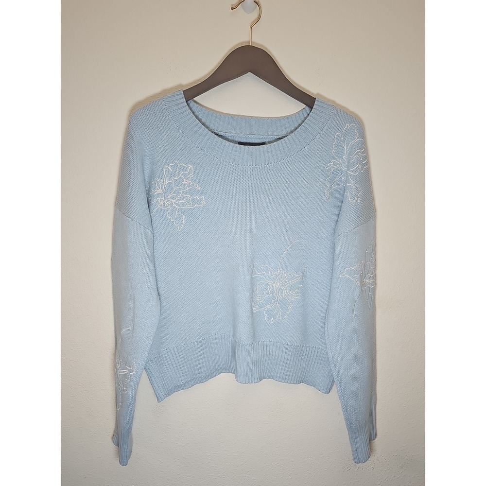 CYNTHIA ROWLEY  WOMEN'S   Embroidered ‎  BLUE  FASHION WINTER SWEATER